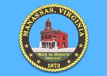 The city and greater Manassas area seal, shows the date of incorporation,
			1873, motto - Rich in Historic Interest and a picture of the old courthouse