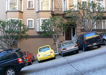 Another view of a steep street in Nob Hill